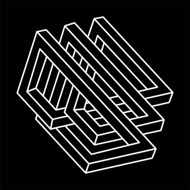 İmkansız bir şekil. Optik sanat. Web tasarım elemanı. Optik illüzyon objesi. Geometrik şekil. 