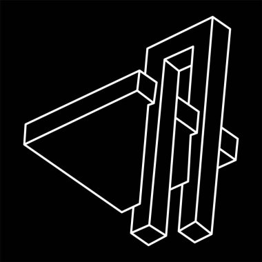 İmkânsız şekilli logo tasarımı, optik illüzyon objesi. Geometri. Optik sanat figürü. 