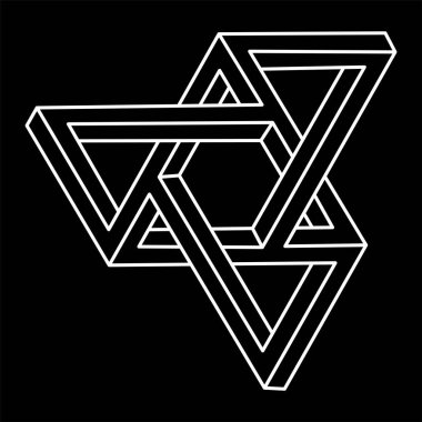 Optik illüzyon şekli. İmkansız bir nesne. Optik sanat figürü. Geometri. 