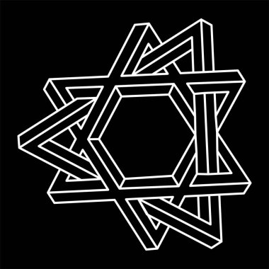 İmkânsız optik illüzyon şekli. Optik sanat objesi. İmkansız bir rakam. Kutsal geometri. 