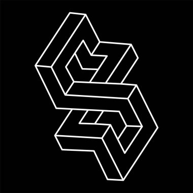 İmkansız bir nesne. Kutsal geometri şekli. Optik illüzyon figürü. Optik sanat. 