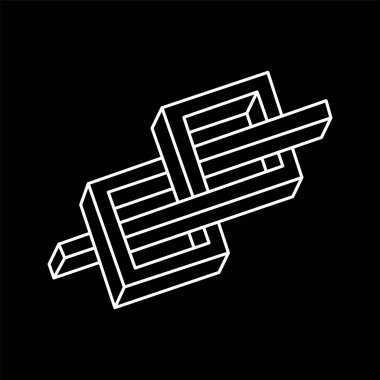 Optik illüzyon şekilleri. Optik sanat objesi. İmkansız bir rakam. Escher paradoksu. Satır sanatı.