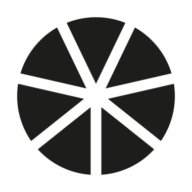 7 eşit parçanın daire bölümü simgesi. Tekerlek bölünmüş diyagram yedi bölümden oluşuyor. Bilgisel siyah yuvarlak element. Boş desen çalıştırılıyor.