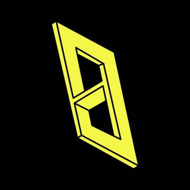 İmkansız nesneler. Optik illüzyon şekilleri. Optik sanat figürü. Çizgi çalışması. 3 boyutlu illüstrasyon. Geometri. Escher tarzı. 