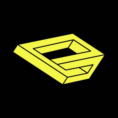 İmkansız şekil, optik illüzyon, vektör. Optik sanat objesi. Geometrik şekil. Escher tarzı. 