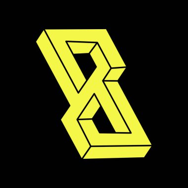 Escher paradoksu geometrisi. Optik yanılsama objeleri. Kutsal geometrik figürler. Optik sanat. İmkansız şekiller. 