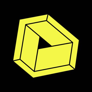 İmkânsız optik illüzyon şekilleri. Op sanat objeleri. İmkansız rakamlar. Çizgi çalışması. Escher tarzı.