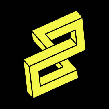 İmkansız nesneler. Çizgi geometrik şekiller. Optik illüzyon figürleri. Geometri. Escher paradoksu. 