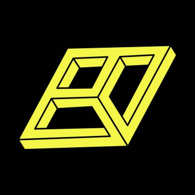 Optik yanılsama objeleri. İmkânsız şekiller logo tasarımı. Optik sanat. Kutsal geometri figürleri. Escher tarzı. 