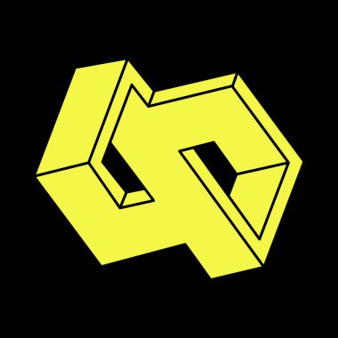 Optik illüzyon şekilleri. İmkansız nesneler. Optik sanat figürleri. Çizgi çalışması. Geometri. Escher tarzı. 