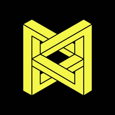 İmkânsız optik illüzyon şekilleri. Optik sanat objesi. Kutsal geometri. İmkansız rakamlar. Çizgi çalışması. Escher tarzı. 