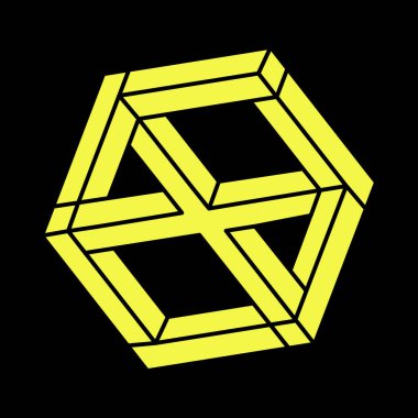 Optik yanılsama objeleri. İmkansız şekiller. Web tasarım elemanları. Çizgi tasarımı. Escher paradoksu. 