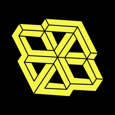 İmkânsız optik illüzyon şekilleri. Escher paradoksu. Optik sanat objeleri. İmkansız rakamlar. Satır sanatı. 