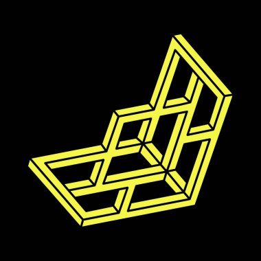İmkansız şekiller. Web tasarım elemanı. Optik illüzyon objesi. Çizgi tasarımı. Geometri. Escher paradoksu. 