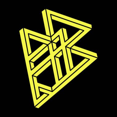 İmkânsız şekiller logo tasarımı, optik illüzyon objesi. Optik sanat figürü. Geometri. Escher paradoksu.