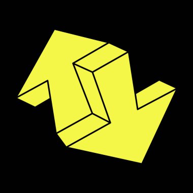 Oklar. İmkânsız optik illüzyon şekilleri. Optik sanat objesi. İmkansız rakamlar. Çizgi çalışması. Geometri. Escher tarzı. 