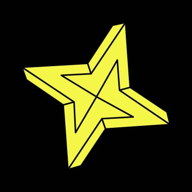 Escher paradoksu. İmkansız şekiller. Kutsal geometri. Optik yanılsama. Soyut sonsuz geometrik nesne. İmkansız sonsuz özet. Operasyon sanatı. Siyah arka planda imkansız geometri sembolü. Satır sanatı