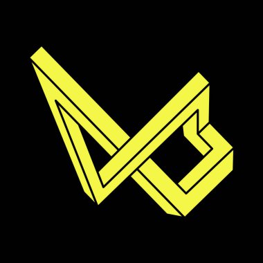 İmkansız nesneler. Çizgi geometrik şekiller. Escher paradoksu. Optik illüzyon figürleri. Optik sanat. 