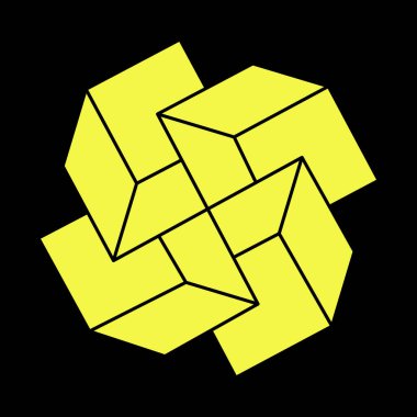 Optik illüzyon şekilleri. İmkansız nesneler. Optik sanat figürleri. Çizgi çalışması. Escher paradoksu. Geometri.