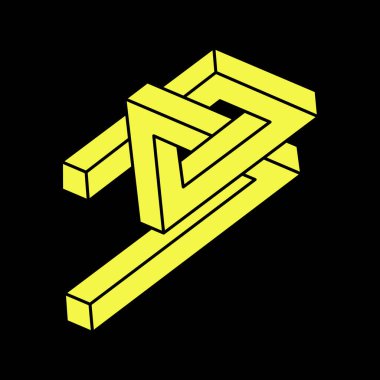 Optik illüzyon şekilleri. Optik sanat objesi. Kutsal geometri. İmkansız rakamlar. Escher paradoksu. 