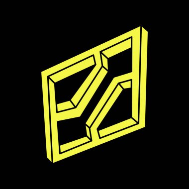 Optik yanılsama objeleri. Optik sanat. Kutsal geometri figürleri. İmkânsız şekiller logo tasarımı. Escher tarzı. 