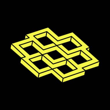 Optik illüzyon figürleri. İmkansız nesneler. Çizgi geometrik şekiller. Escher paradoksu. Optik sanat. 