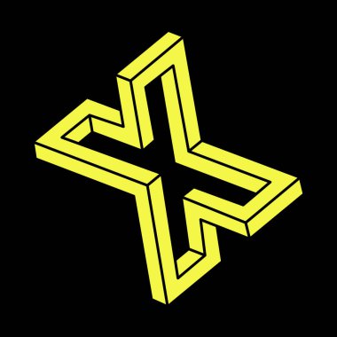 Optik illüzyon objesi. İmkânsız şekiller logo tasarımı. Optik sanat. Kutsal geometri figürleri. Escher tarzı. 