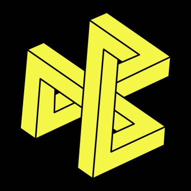 Optik illüzyon şekilleri. Optik sanat objesi. İmkansız rakamlar. Escher tarzı. Kutsal geometri. 