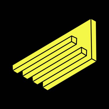 Optik illüzyon figürleri. İmkansız nesneler. Çizgi geometrik şekiller. Escher tarzı. 