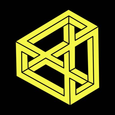 İmkânsız optik illüzyon şekilleri. Optik sanat objesi. Geometri. İmkansız rakamlar. Çizgi çalışması. Escher tarzı. 