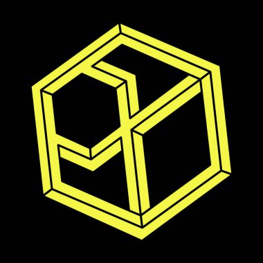 Optik yanılsama objeleri. Çizgi tasarımı. İmkansız şekiller. Web tasarım elemanı. Geometrik şekiller. Escher paradoksu. 