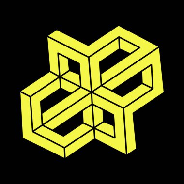 İmkânsız optik illüzyon şekilleri. Optik sanat objesi. İmkansız rakamlar. Kutsal geometri. Escher paradoksu. 