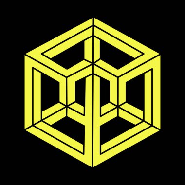 Optik illüzyon şekilleri. Optik sanat objeleri. Kutsal geometri. İmkansız rakamlar. Escher tarzı. 