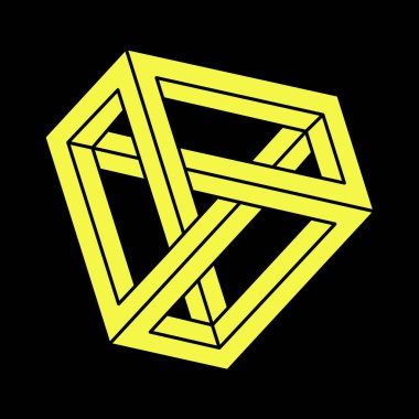 İmkansız şekil, optik illüzyon, vektör. Optik sanat objeleri. Geometrik şekil. Escher tarzı. 