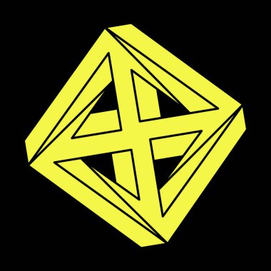 İmkansız küp. Çizgi tasarımı. İmkansız şekiller. Optik yanılsama objeleri. Optik sanat. Escher paradoksu. Geometri. 