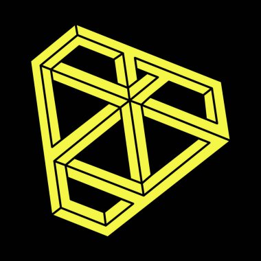 İmkânsız optik illüzyon şekilleri. Optik sanat objesi. Escher tarzı. İmkansız bir rakam. Geometri. 