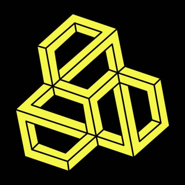 İmkânsız optik illüzyon şekilleri. Optik sanat objesi. Escher tarzı. İmkansız rakamlar. Kutsal geometri. 