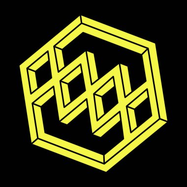 Optik yanılsama. Optik sanat objeleri. Geometrik şekiller. İmkansız şekiller. Escher tarzı. 