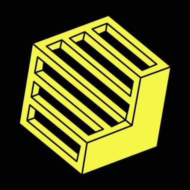 Optik yanılsama objeleri. İmkansız altıgen. Çizgi tasarımı. İmkansız şekiller. Optik sanat. Escher paradoksu. Geometri. 