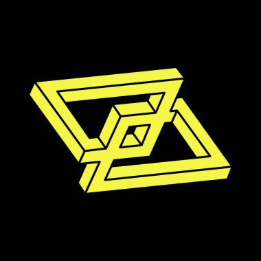 Optik illüzyon vektörü. Optik sanat objesi. Geometrik şekiller. İmkansız şekiller. Escher paradoksu. 