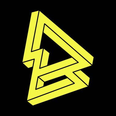 Optik illüzyon objesi. Optik sanat. Kutsal geometri figürleri. İmkansız şekiller logo tasarımı. 