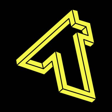 Optik yanılsama. Soyut sonsuz geometrik nesne. İmkansız sonsuz özet. Çizgi çalışması. Optik sanat. Siyah arka planda imkansız geometri şekli. Escher tarzı. 