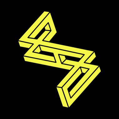 Optik illüzyon şekilleri. Optik sanat objesi. İmkansız bir rakam. Geometri. Escher paradoksu. 