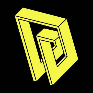 Optik illüzyon şekilleri. Optik sanat objesi. İmkansız rakamlar. Escher paradoksu. Geometri.