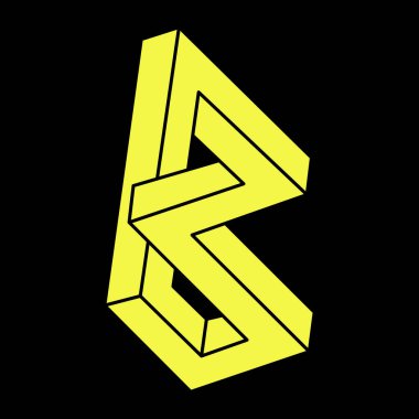 Optik illüzyon figürü. İmkansız nesneler. Escher paradoksu. Çizgi geometrik şekiller. Optik sanat. 