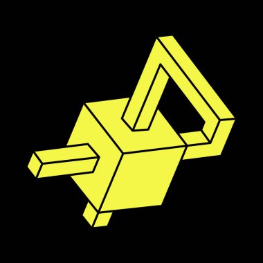 Optik illüzyon şekilleri. Optik sanat objesi. Escher tarzı. İmkansız rakamlar. Geometri. 