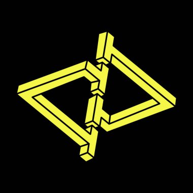 Optik illüzyon şekilleri. Optik sanat objesi. Kutsal geometri. Escher paradoksu. İmkansız şekiller. 