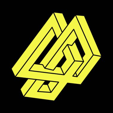 Optik illüzyon objesi. İmkânsız şekiller logo tasarımı. Escher tarzı. Optik sanat. Kutsal geometri figürleri. 