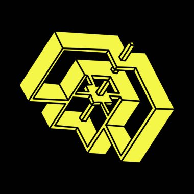 Optik illüzyon şekilleri. Escher paradoksu. Optik sanat objesi. Geometri. İmkansız şekiller. 