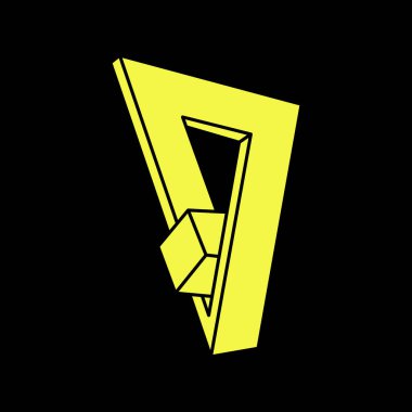 Optik yanılsama. İmkansız şekiller, vektör. Escher paradoksu. Optik sanat objesi. Geometrik şekiller. 